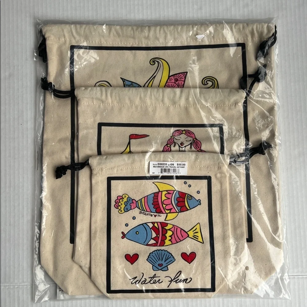 Brighton 3 Piece Travel Drawstring Bags - Picture 2 of 5